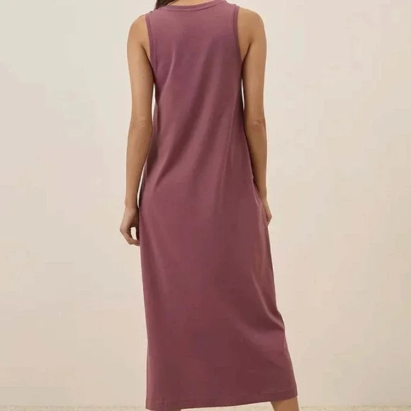 Pact Softspun Heathered Mauve 100% Organic Cotton Tank Midi Dress Size XL - Picture 2 of 7
